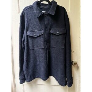 Todd Snyder Virgin Wool Shirt Jacket XXL Navy blue Double pocket minimalist